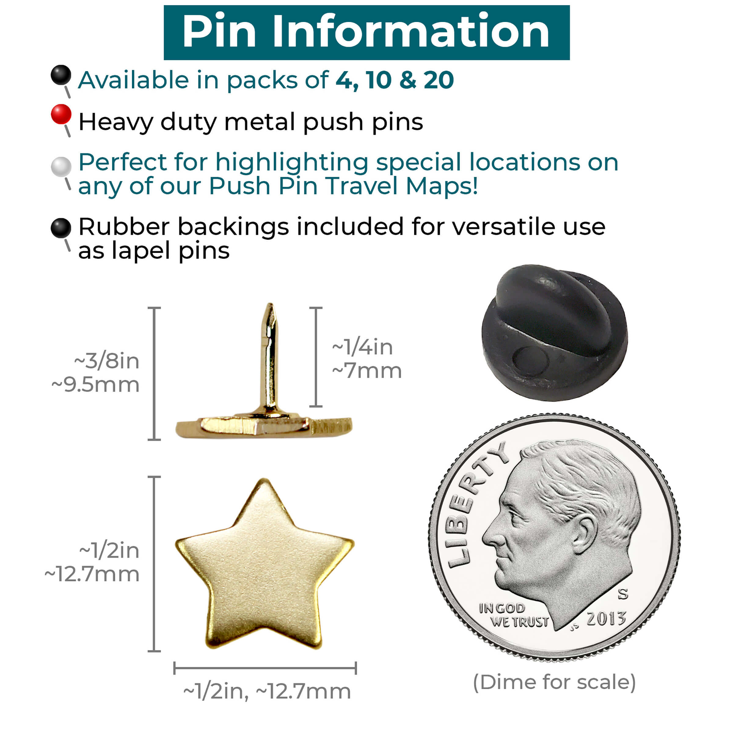 Big Star Push Pins - Information