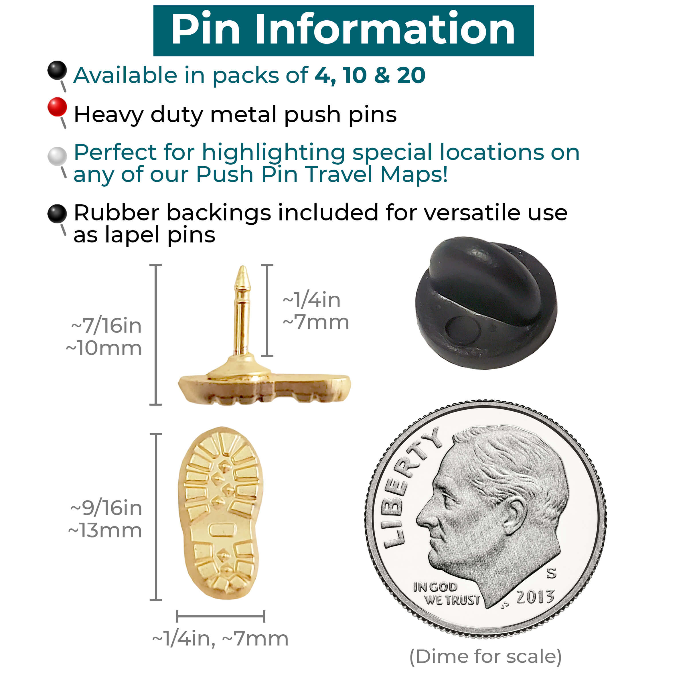 Hiking Boot Print Push Pins Info