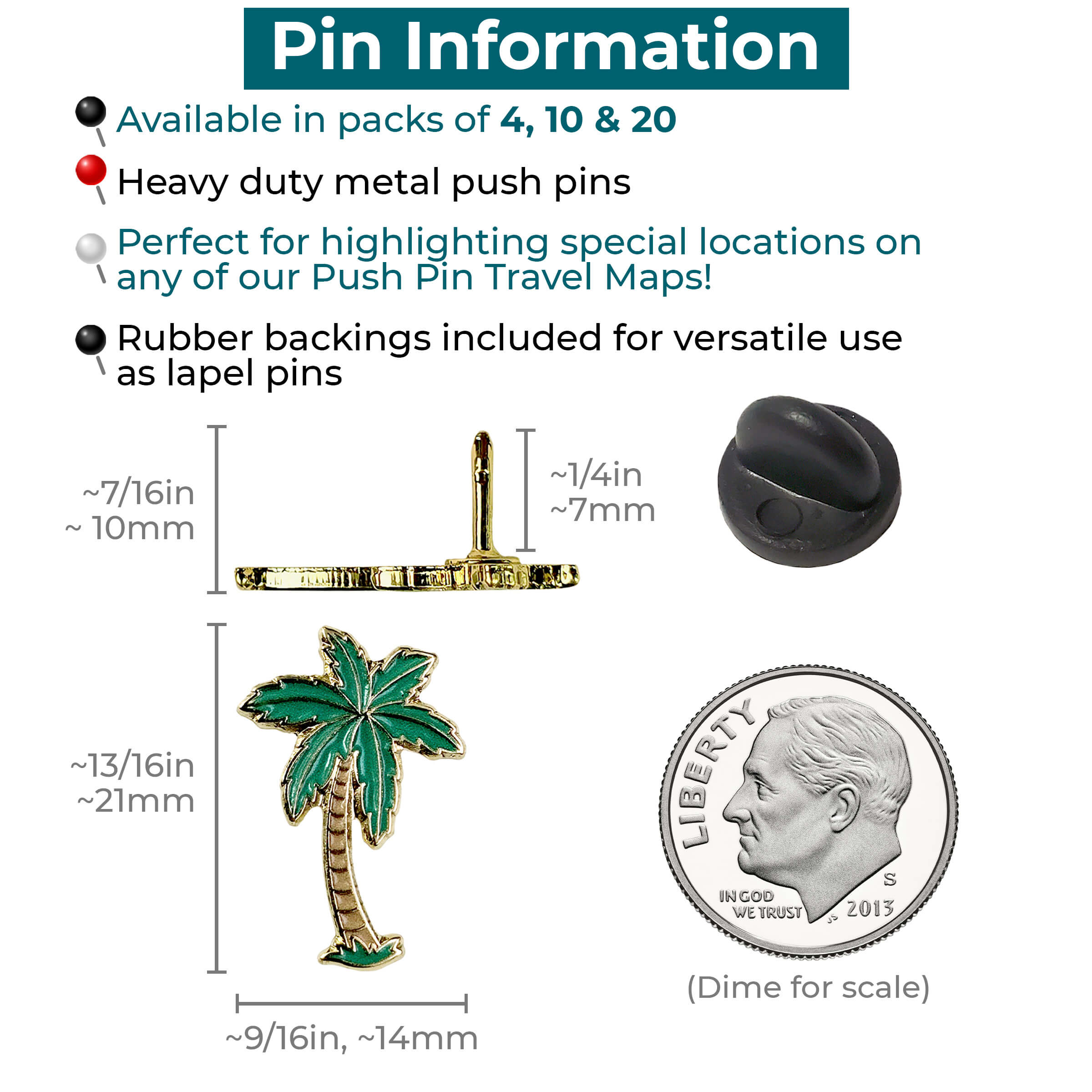 Palm Tree Push Pins - Custom Palm Tree Pins