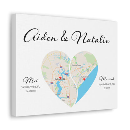 Custom Yin Yang Heart Map | Long Distance Relationship Gift | Option 4