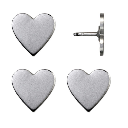 Silver Big Heart Pins - Set of 4