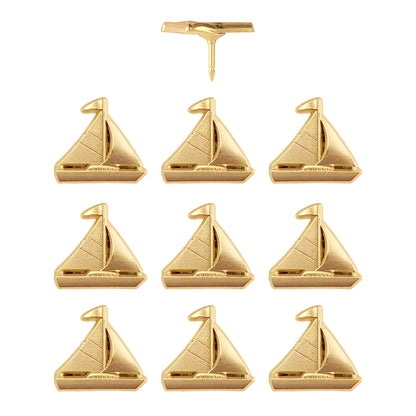 Gold Sailboat Map Pins - Set of 10