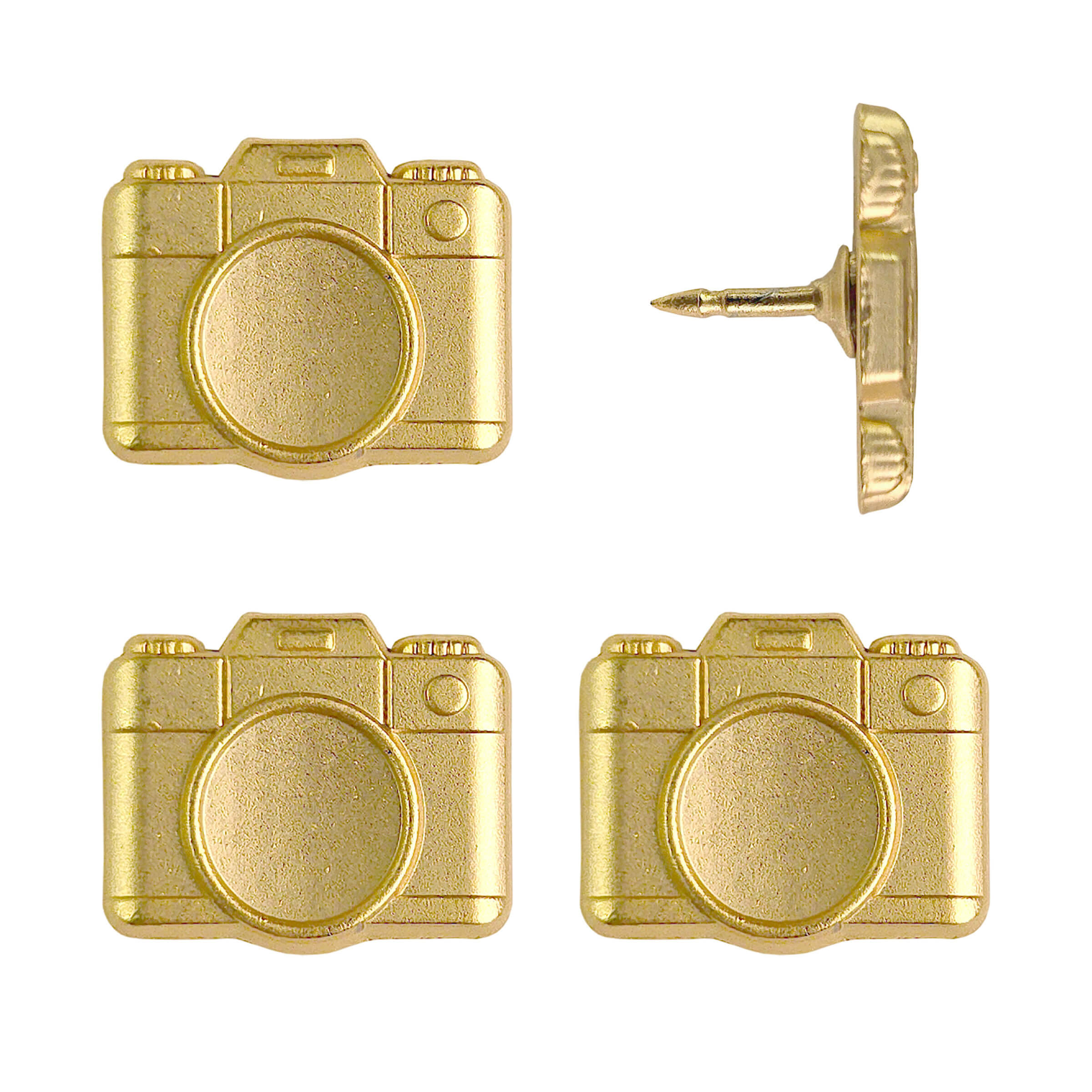 Camera Push Pins - Gold & Silver Metal Camera Pins