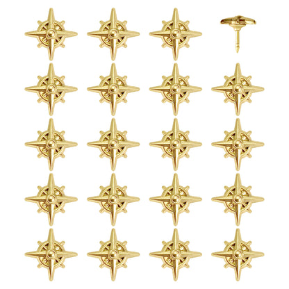 Compass Push Pins - Gold & Silver Metal Compass Rose Pins