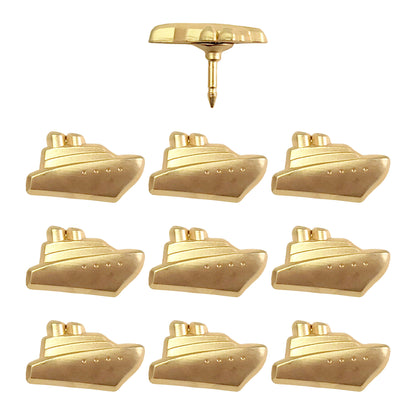 Gold Cruise Ship Push Pins - Set of 10