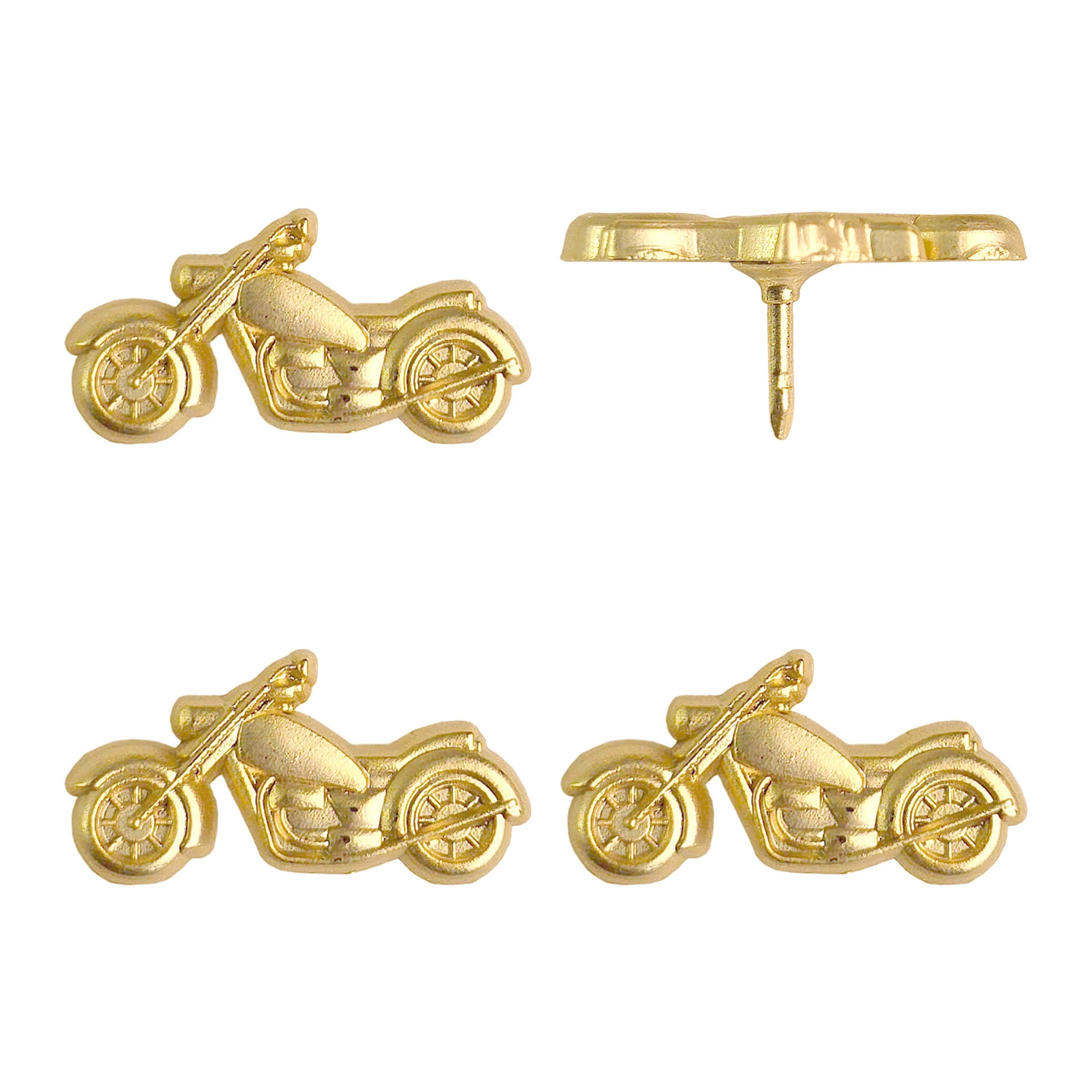 Motorcycle Push Pins - Silver & Gold Metal Motorcycle Pins