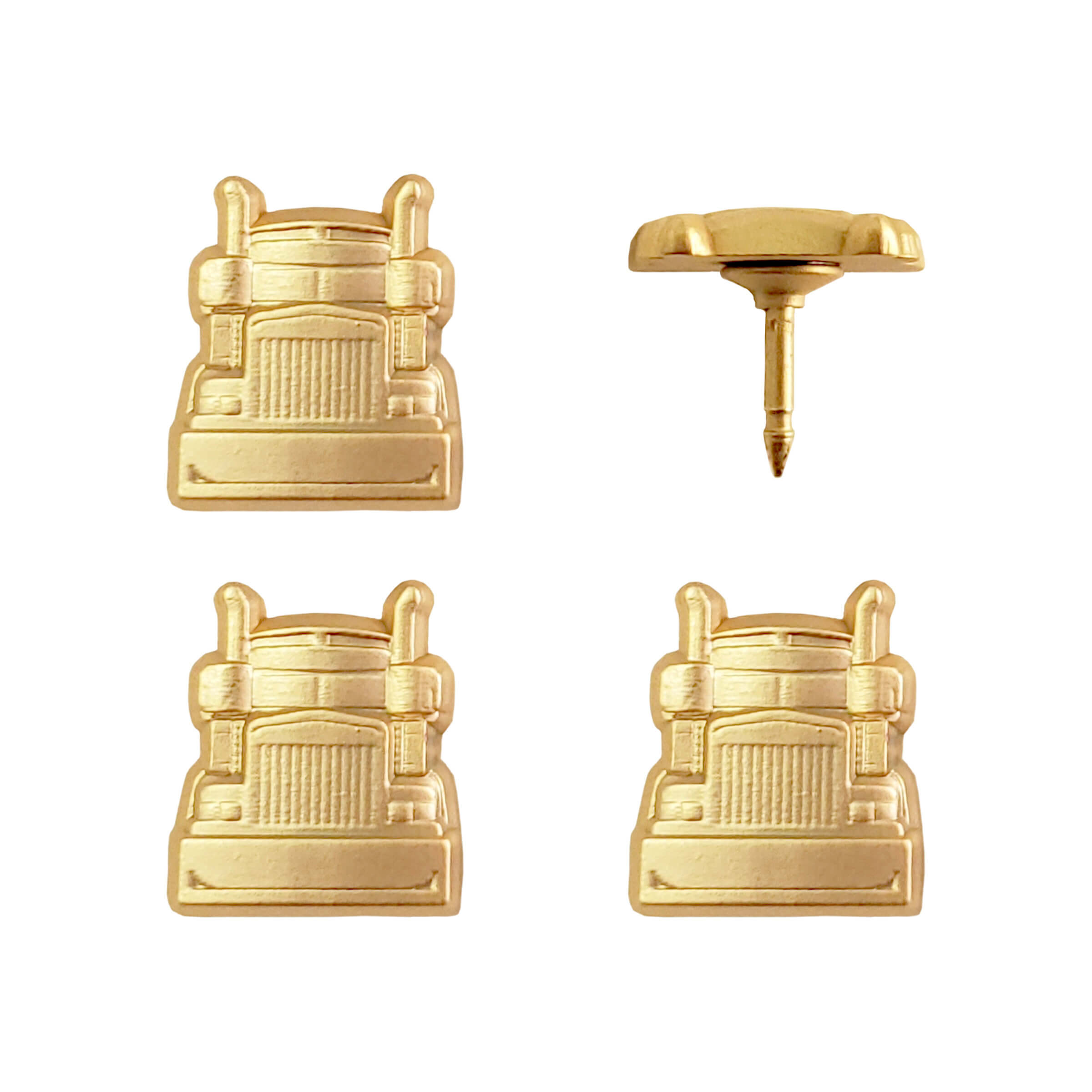 Semi-Truck Push Pins - Gold & Silver Metal Semi-Truck Pins