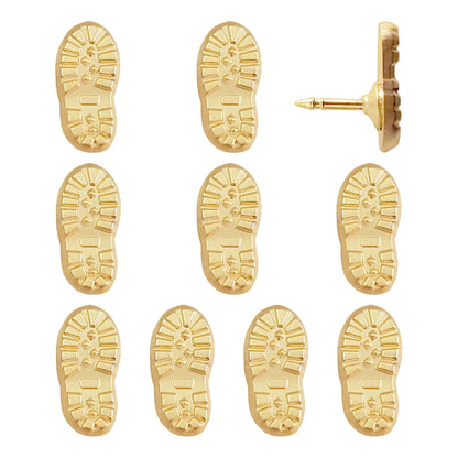 Gold Hiking Boot Print Push Pins - Set of 10