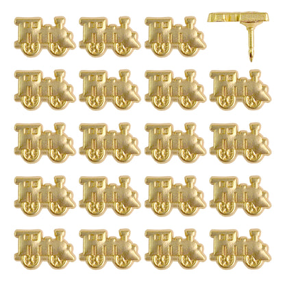 Gold Train Map Pins - Set of 20 Train Pins