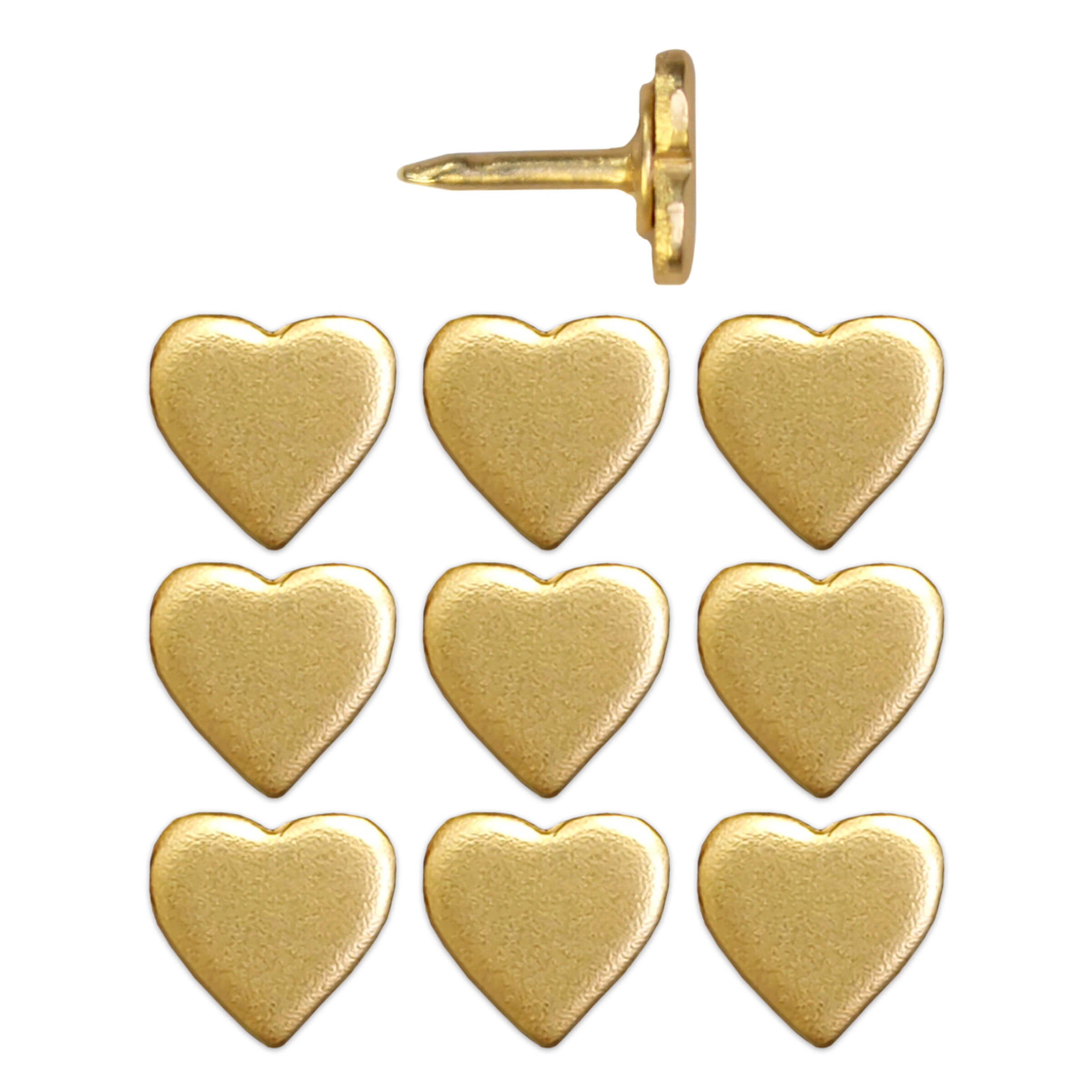 Gold Mini Heart Map Pins - Set of 10