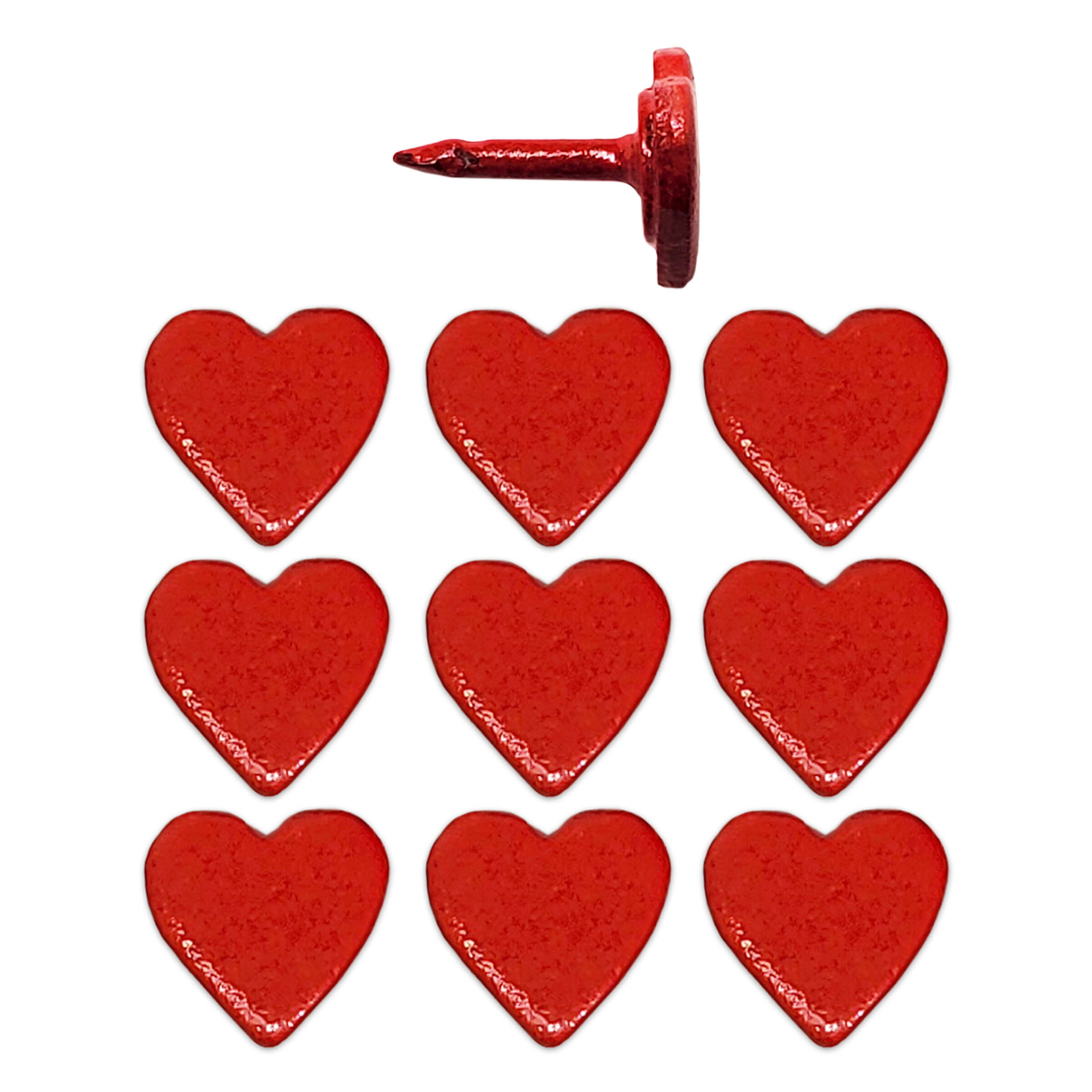 Red Mini Heart Map Pins - Set of 10