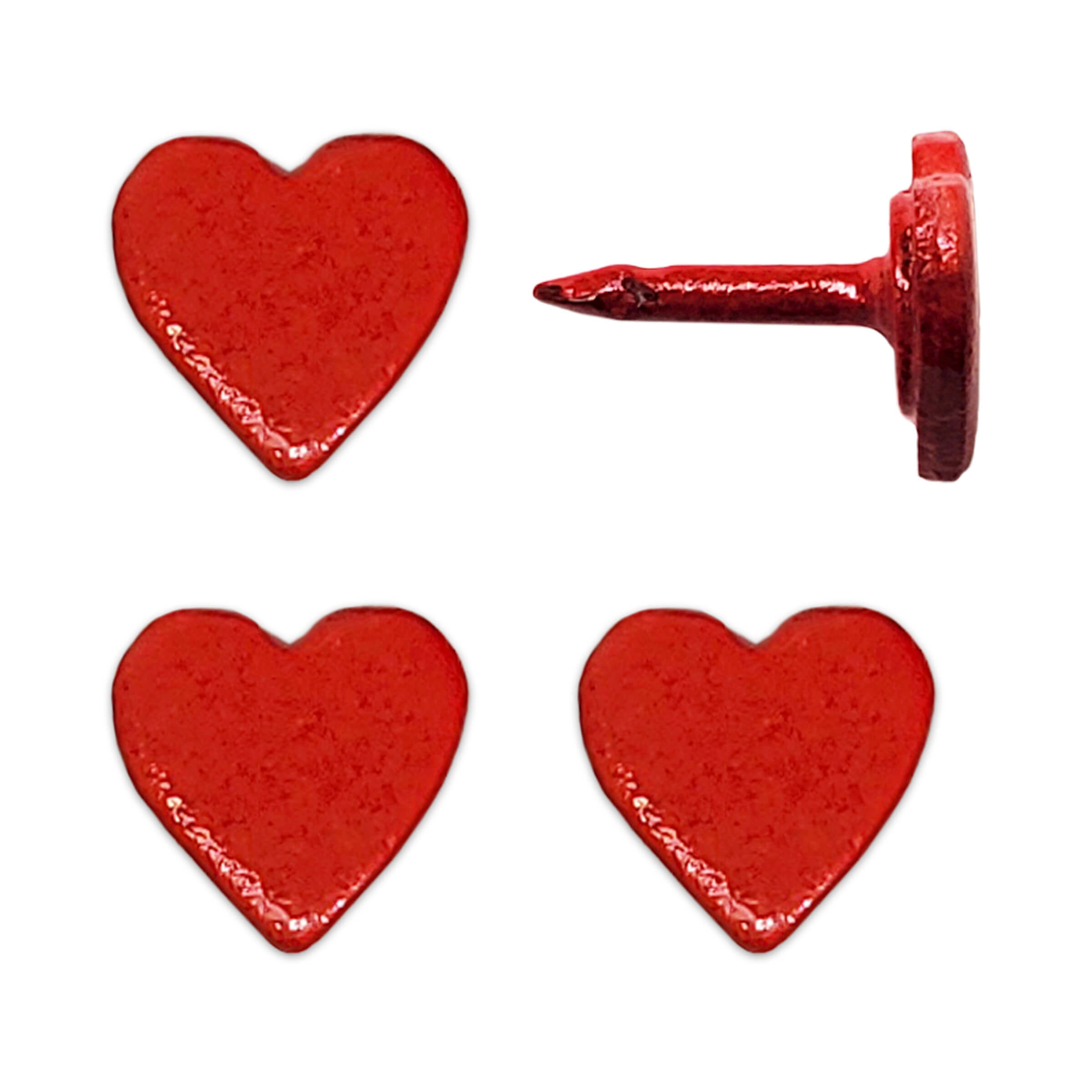 Red Mini Heart Map Pins - Set of 4