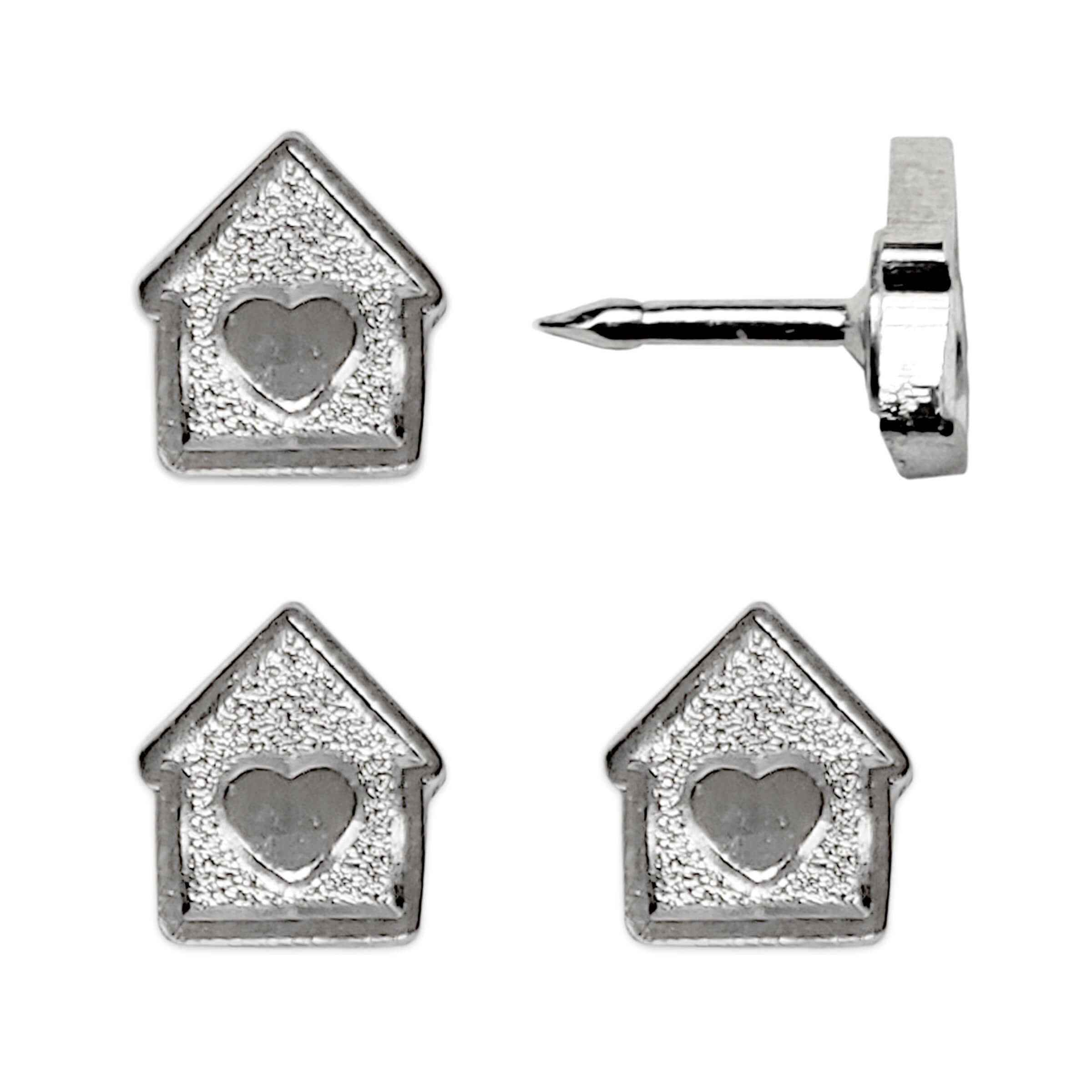 Silver Mini House Push Pins - Set of 4