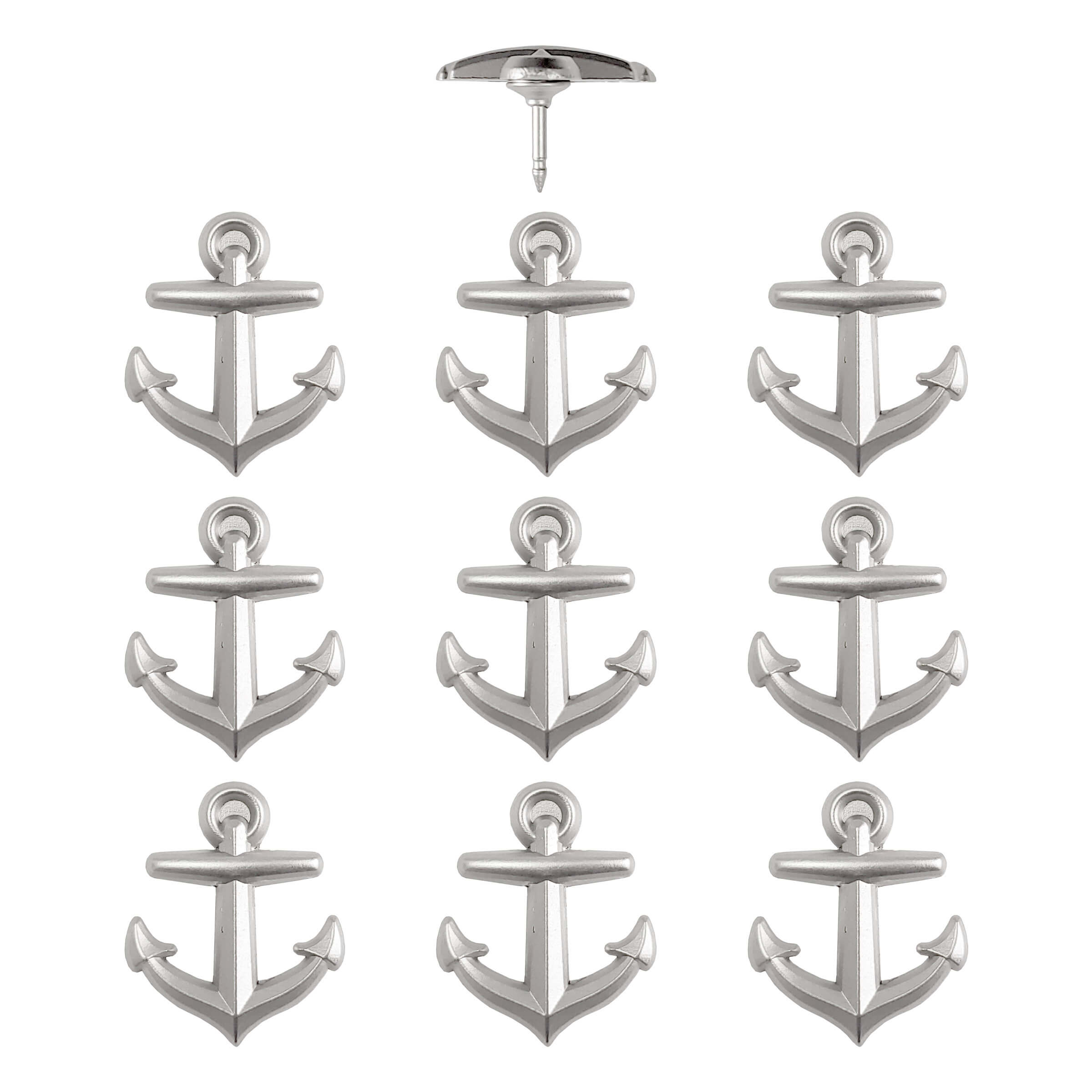 Silver Anchor Pins - set of 10