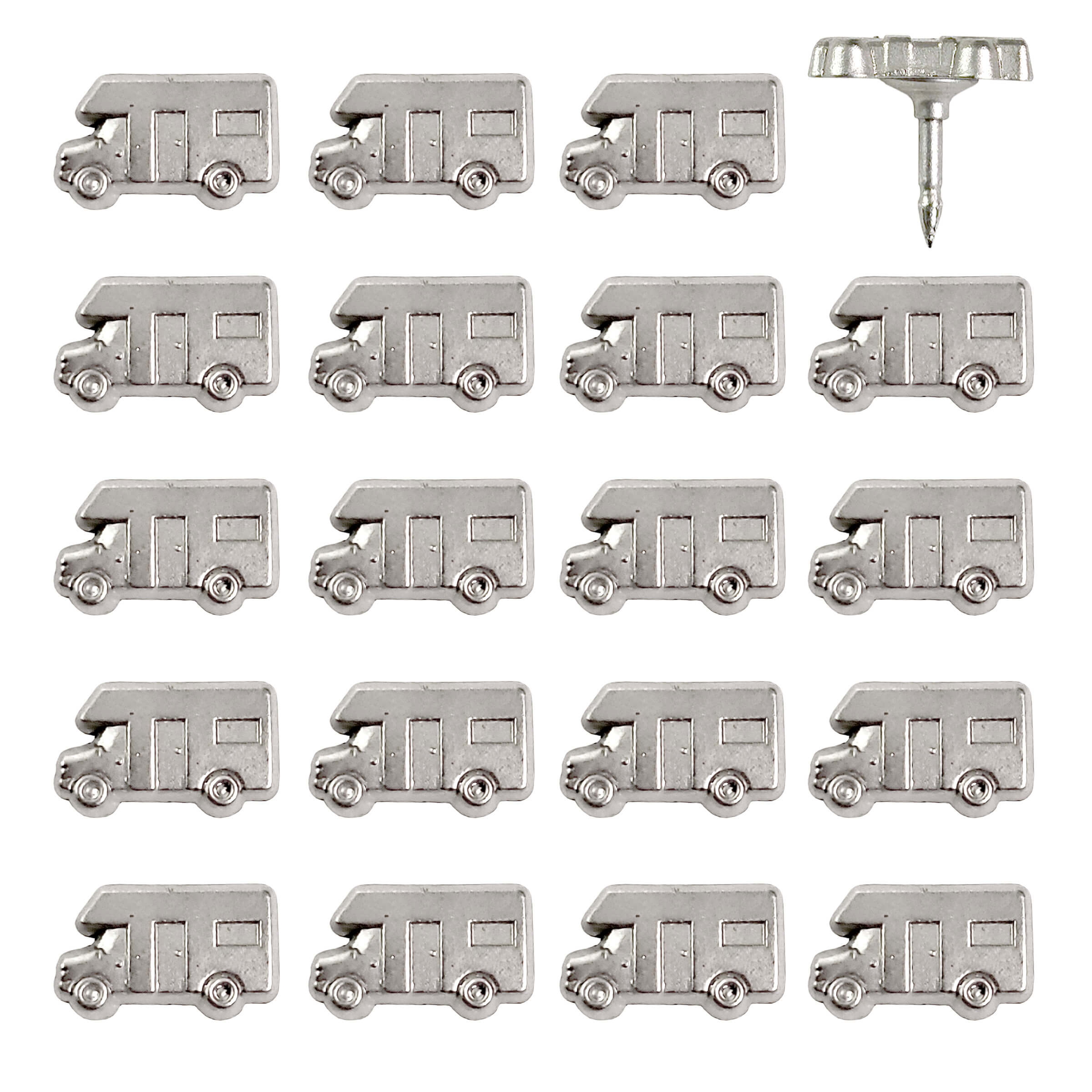 Silver Camper Push Pins - Set of 20