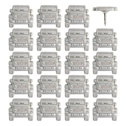 Silver Jeep Push Pins - Set of 20