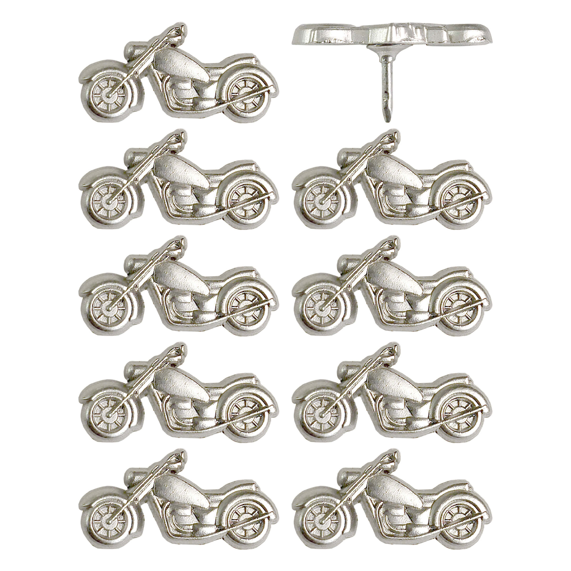 Motorcycle Push Pins - Silver & Gold Metal Motorcycle Pins