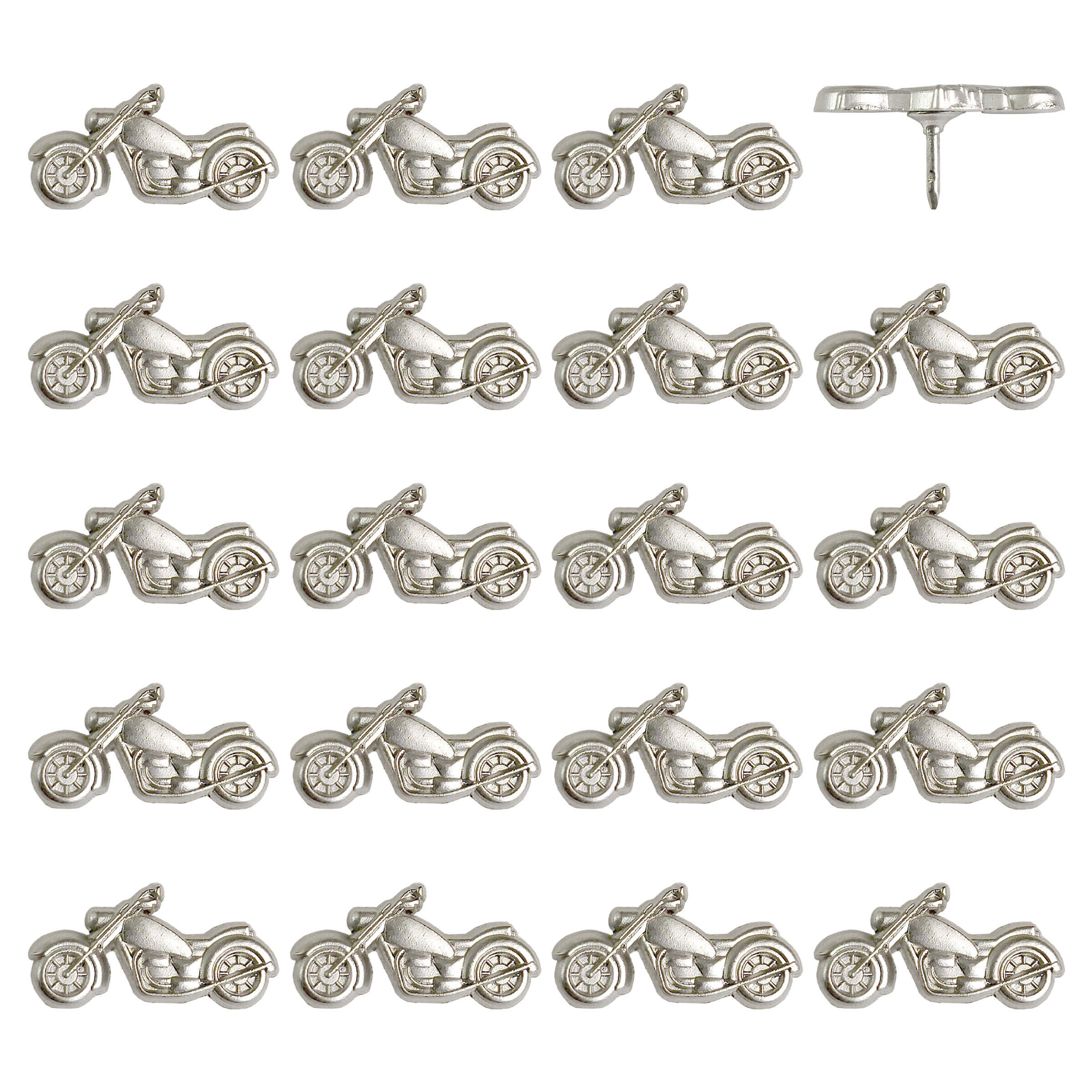 Motorcycle Push Pins - Silver & Gold Metal Motorcycle Pins