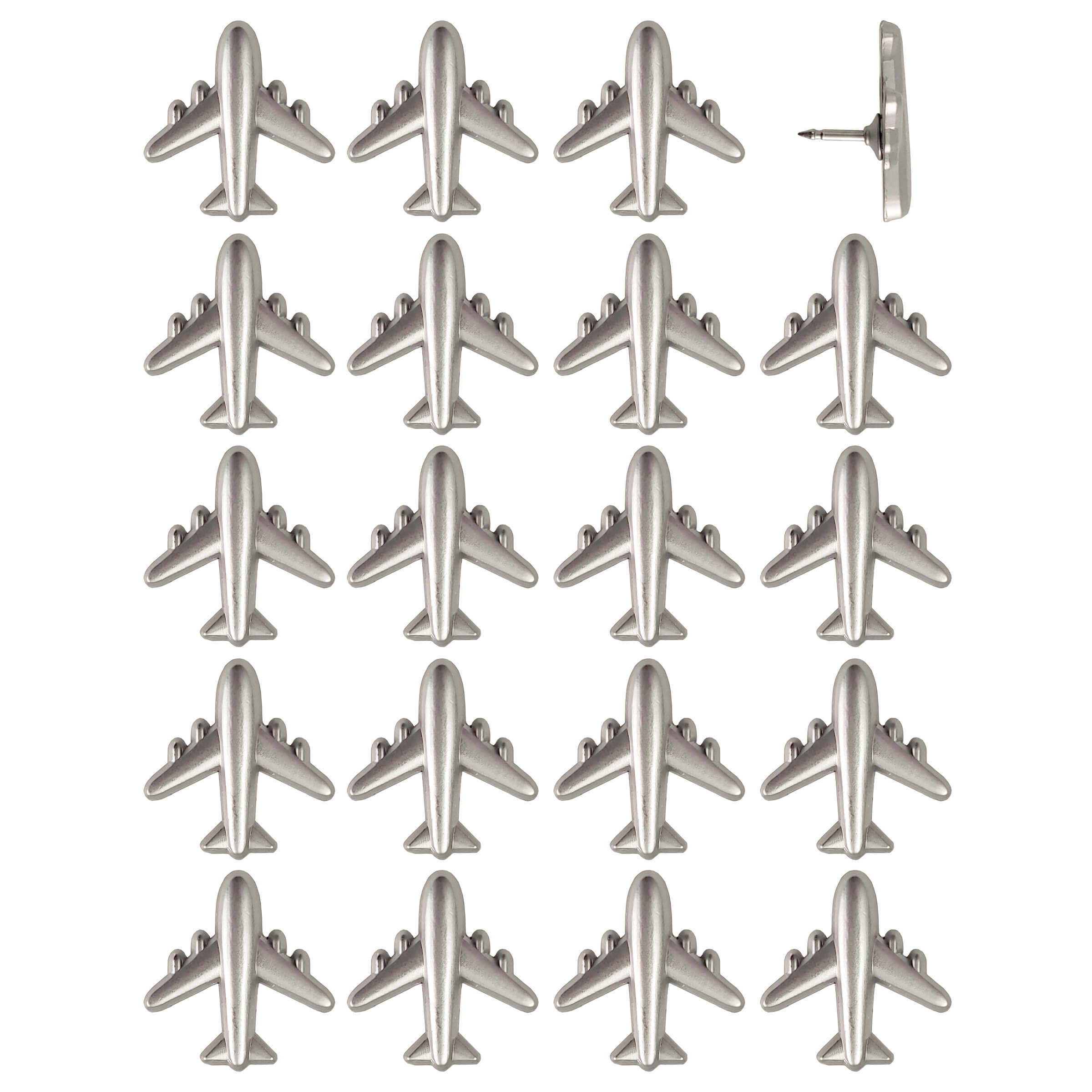 Commercial Airplane Push Pins - Gold & Silver Metal Airplane Map Pins