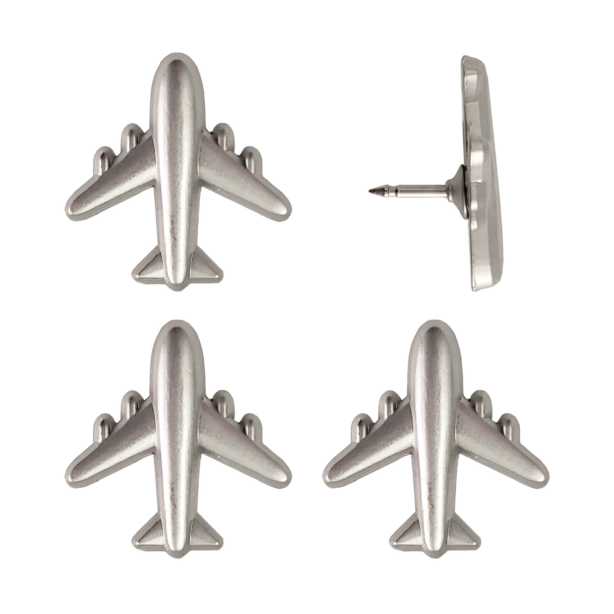 Commercial Airplane Push Pins - Gold & Silver Metal Airplane Map Pins