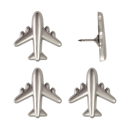 Silver Commercial Airplane Push Pins - Set of 4