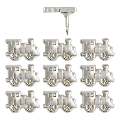 Silver Train Map Pins - Set of 10 Train Pins