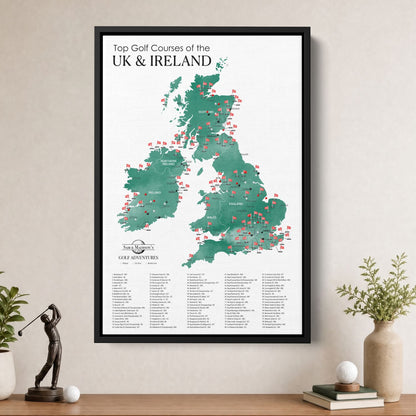 Canvas - The UK & Ireland Golf Courses Travel Map with Pins