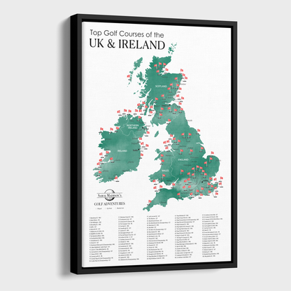 Canvas - The UK & Ireland Golf Courses Travel Map with Pins