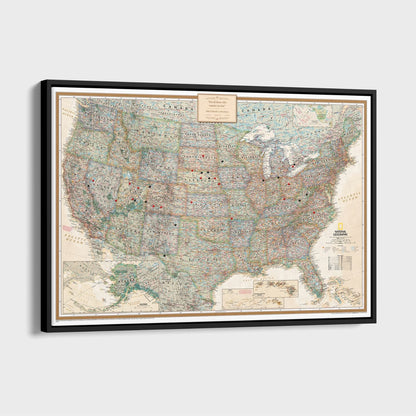 Canvas - Executive USA Travel Pin Map