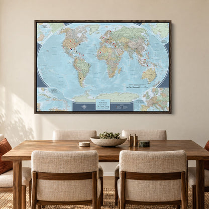 Canvas - Signature World Travel Map with pins