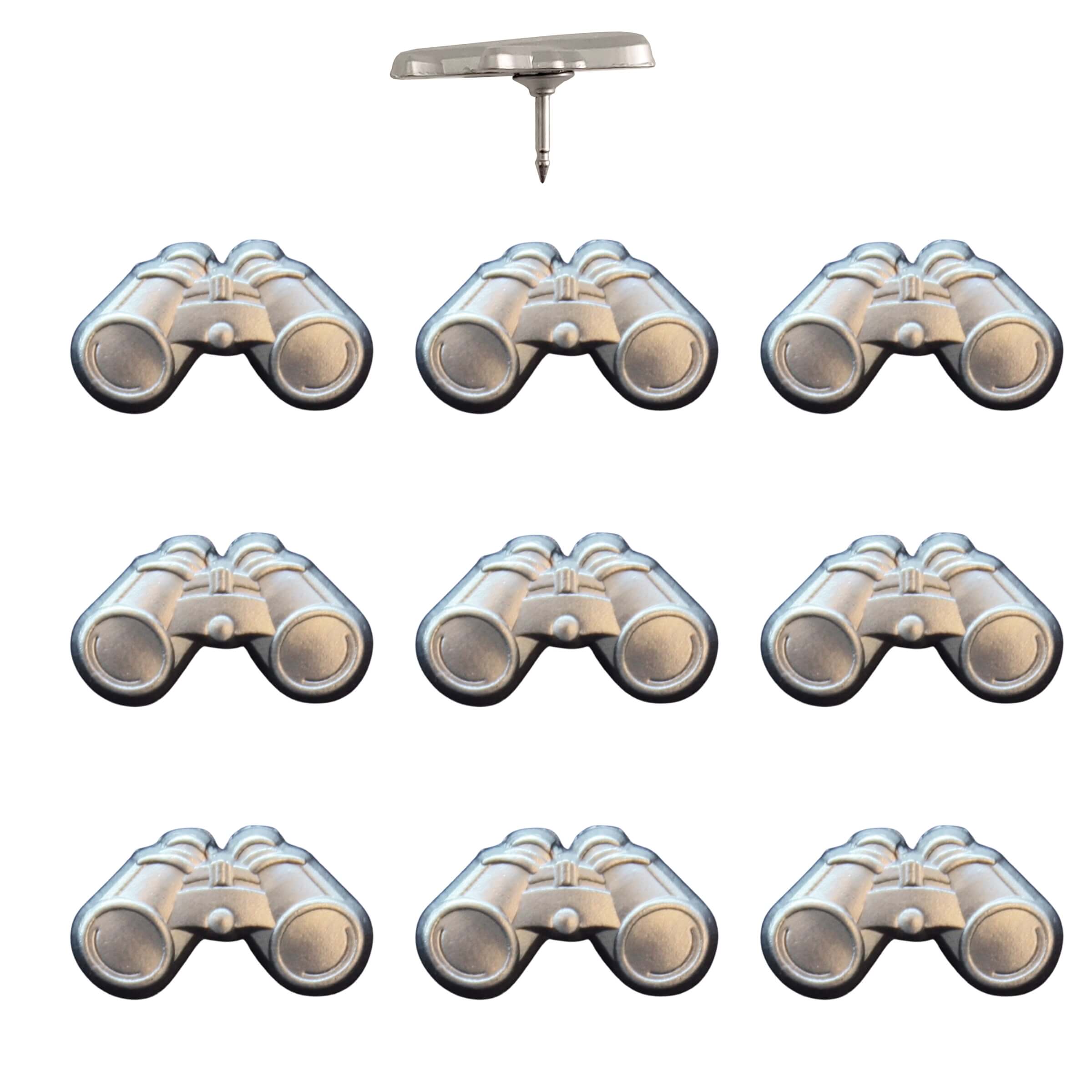 Binoculars Push Pins Silver Pack of 10