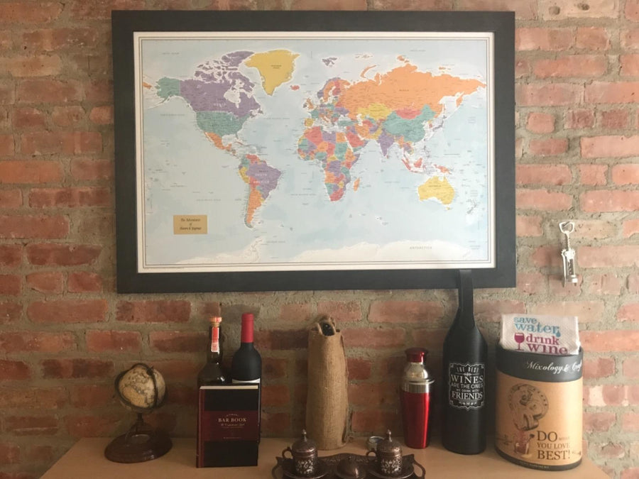 Paper push pin map in a real home
