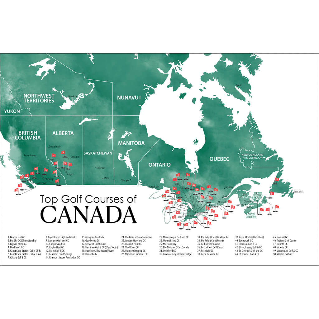 Full Map Preview of Canada's Golf Courses