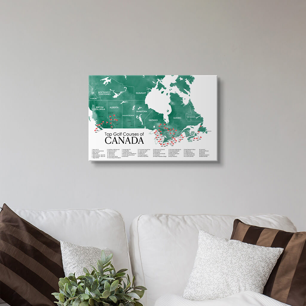 Gallery Wrapped - Canada Golf Courses Travel Map with Pins