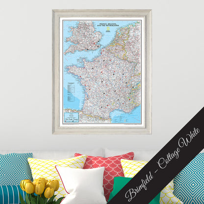 Canvas Classic France Belgium and The Netherlands - Brimfield Cottage White Premium Frame