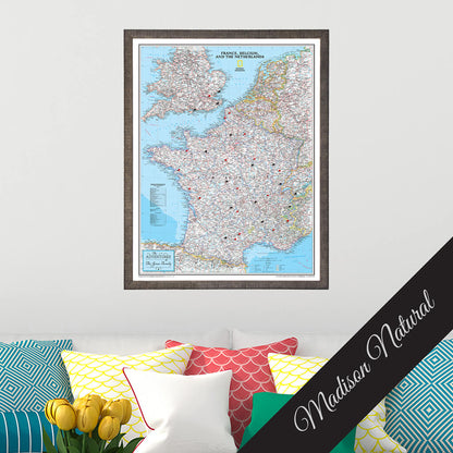 Canvas Classic France Belgium and The Netherlands - Madison Natural Premium Frame