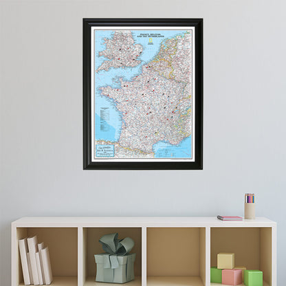 Canvas Classic France Belgium and The Netherlands - Black Frame