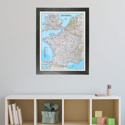 Canvas Classic France Belgium and The Netherlands - Rustic Black Frame