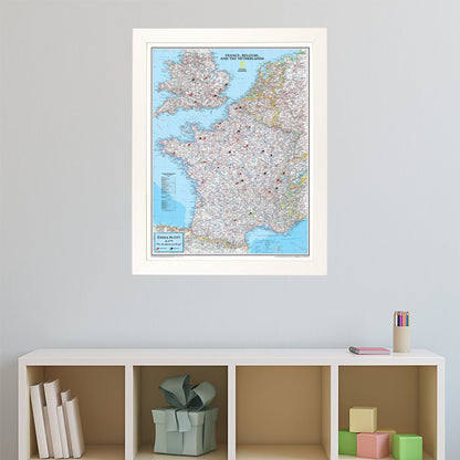 Canvas Classic France Belgium and The Netherlands - Textured White Frame