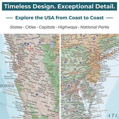 Gallery Wrapped - Signature USA Travel Map with pins - Stretched Canvas