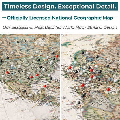 Canvas - Executive World Travel Map with Pins