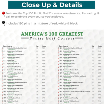 Close up and details of America's Top 100 Public Golf Courses Bucket List Tracker 