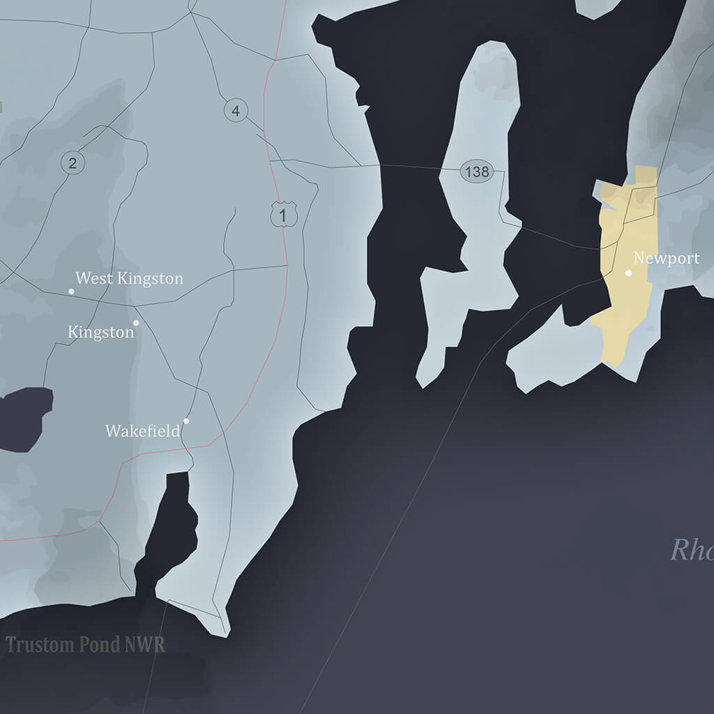 Rhode Island Slate Map Closeup