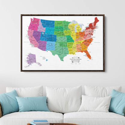 Canvas - Colorful USA Travel Map with pins