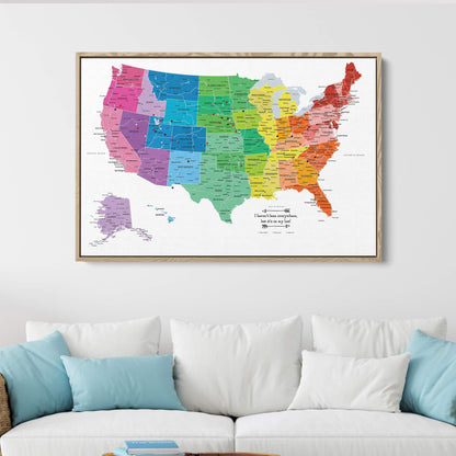 Canvas - Colorful USA Travel Map with pins