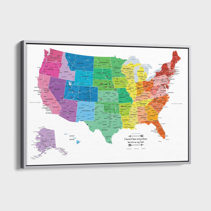 Canvas - Colorful USA Travel Map with pins