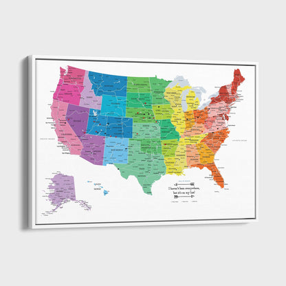 Canvas - Colorful USA Travel Map with pins