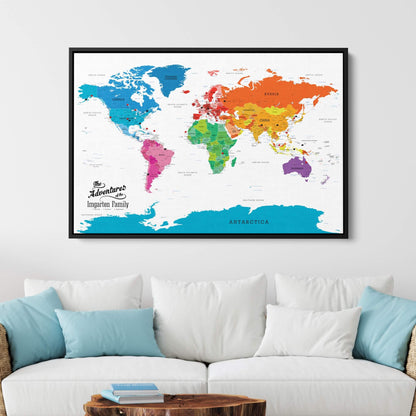 Canvas - Colorful World Travel Map with pins