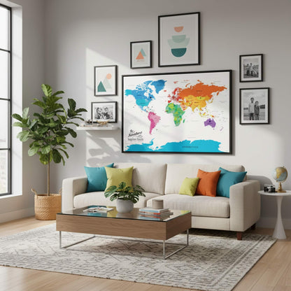 Canvas - Colorful World Travel Map with pins
