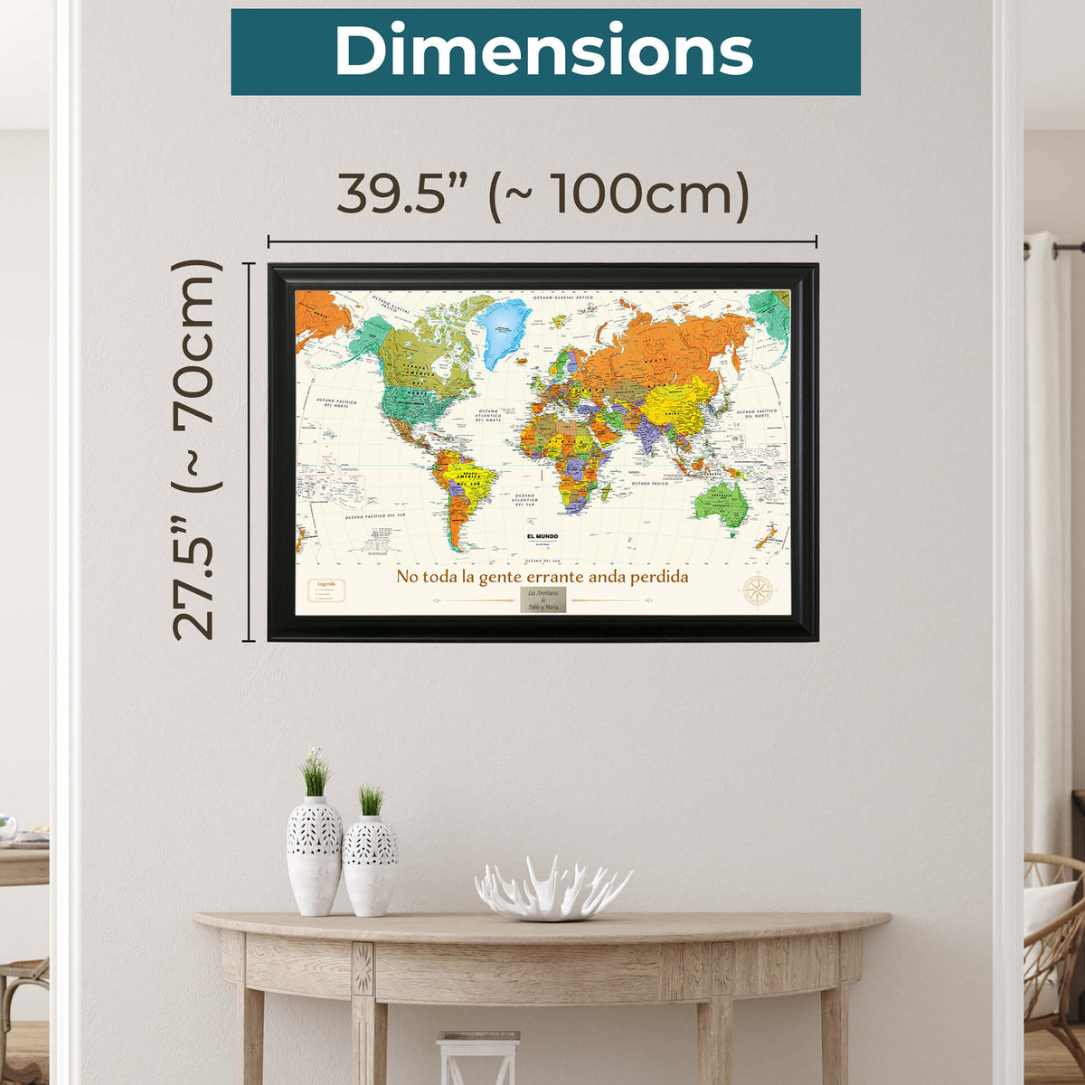 Spanish Contemporary World Map Dimensions